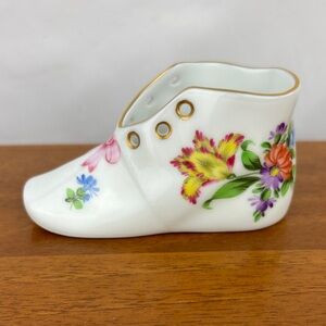 Herend hand painted porcelain baby shoe